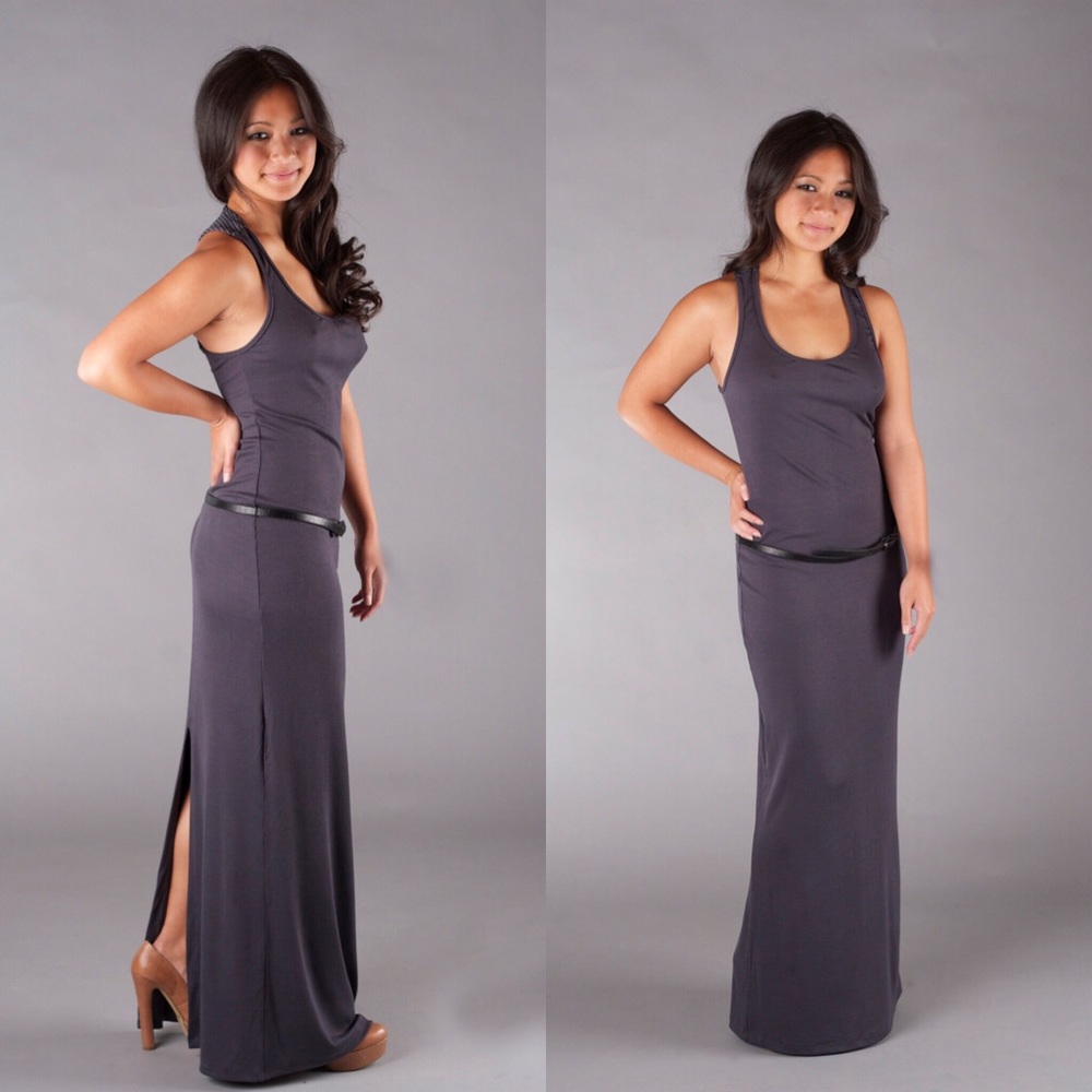 Tylie Malibu Maxi Dress With Skinny Leather Belt